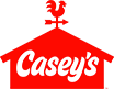 Linked logo of simple red barn with rooster weather vane and text reading Caseys